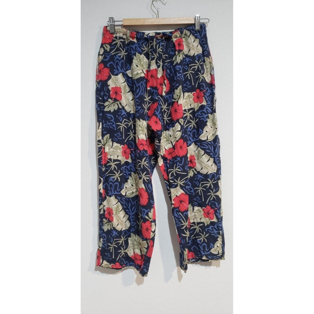 Island Traders Pants Womens Small Floral Crop Rayon Pockets